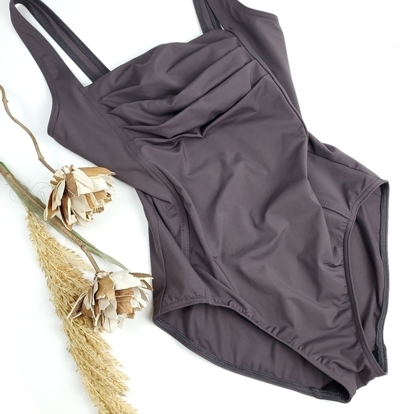 Calvin Klein Charcoal Wine One Piece Swimsuit 6 - Picture 11 of 11